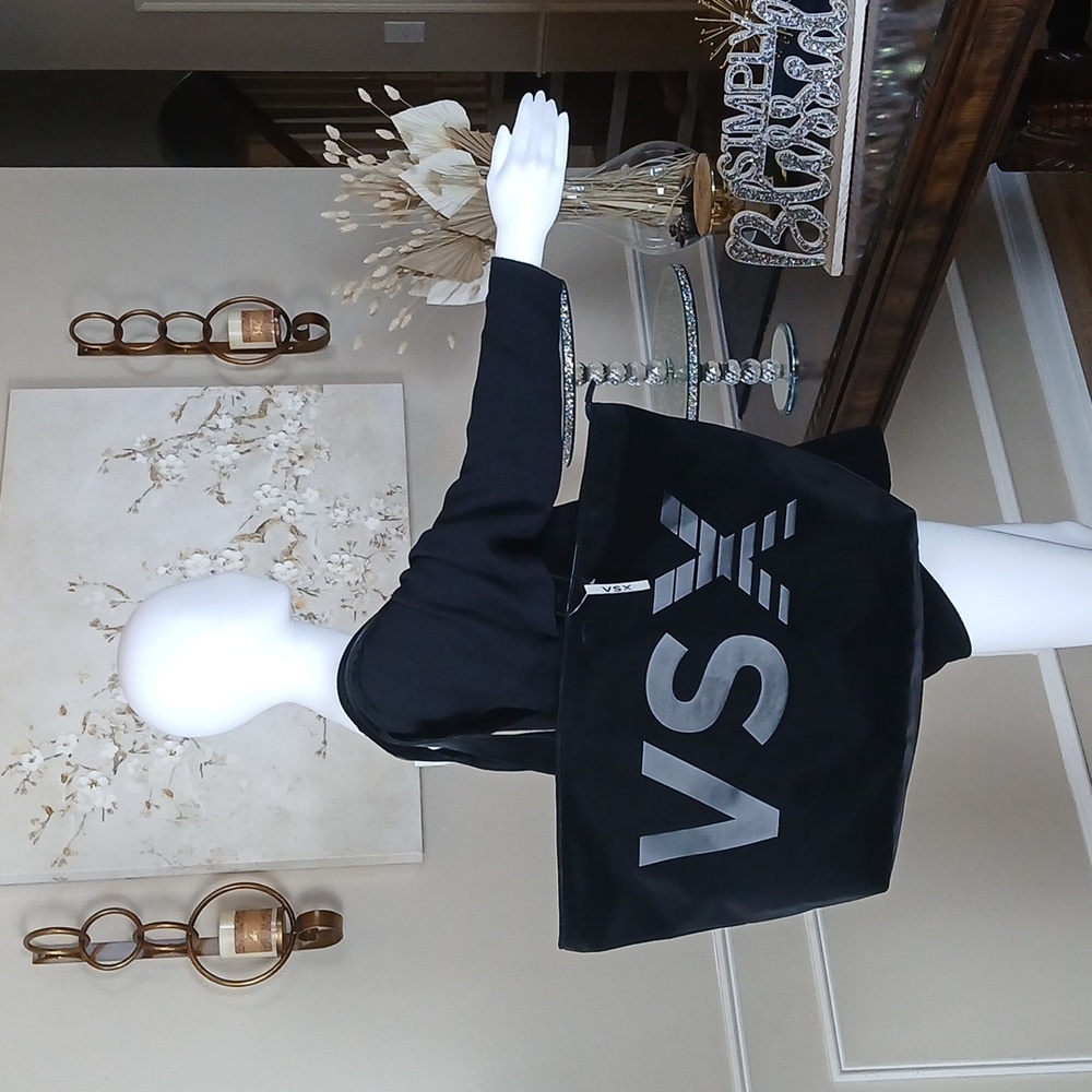 NWT Victoria's Secret Women's Black Front Logo VSX Large Bag Zip Closure